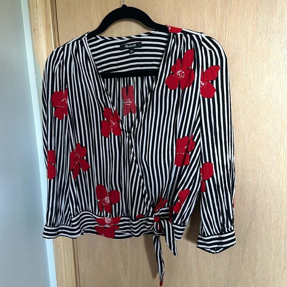 Madewell crop wrap blouse